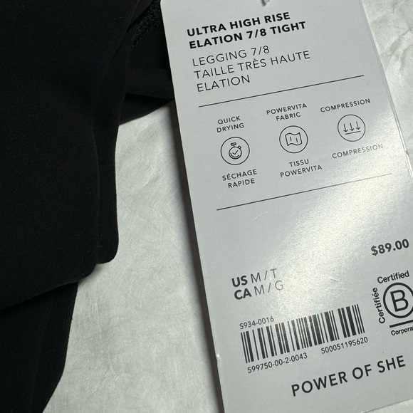 NWT Athleta Ultra High Rise Elation 7/8 Tight | Black #599750 - Picture 5 of 13